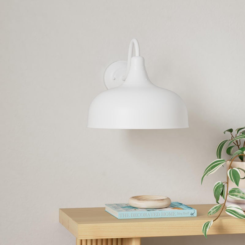 Sunlite 46068-SU Gooseneck Rustic Barn Light Fixture, Wall Mount, Medium Base (E26) Socket, Standard A19 Bulb Required (60W Max), 12 Inch, Indoor and Outdoor Use, ETL Listed Wet Location, White - Image 2